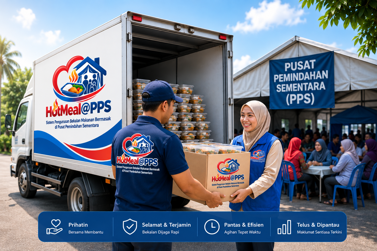 Penghantaran bekalan makanan HotMeal@PPS ke Pusat Pemindahan Sementara